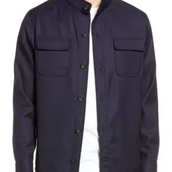 SAMUELSOHN Lightweight Wool Utility Jacket Navy Blue L